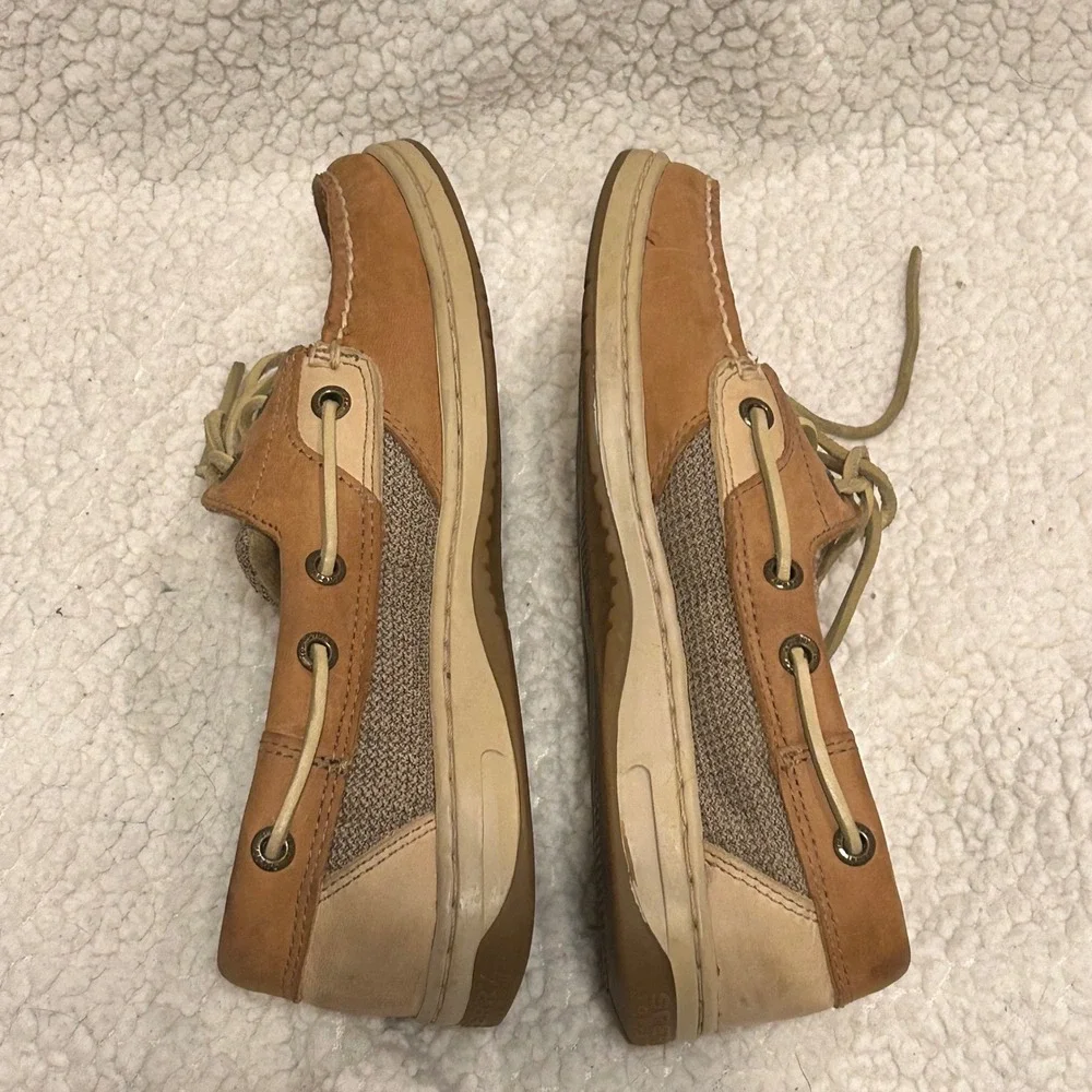 Sperry Top-Sider Mens Tan Beige Leather 6.5M Boat Shoes Loafers Classic Nautical